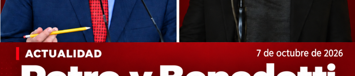 Póster informativo rojo con dos entrevistados